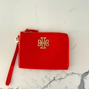Tory Burch Leather Clutch - Red/Orange